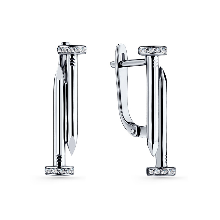 Серьги из белого золота с бриллиантами (057470)