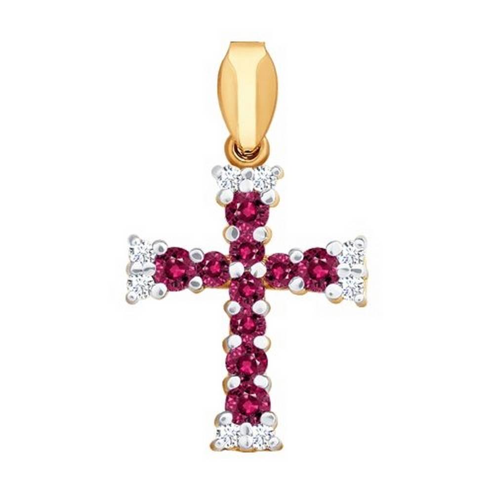 Кулон из красного золота с бриллиантами и рубинами (035476)