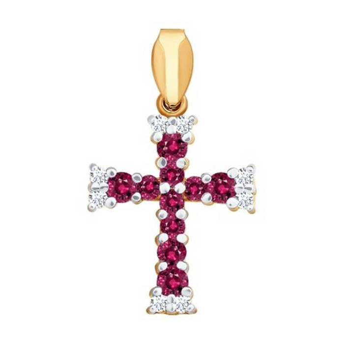Кулон из красного золота с бриллиантами и рубинами (035476)
