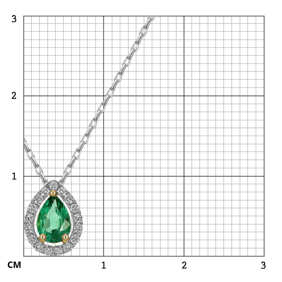 Колье из белого золота с бриллиантами и изумрудом (063505)