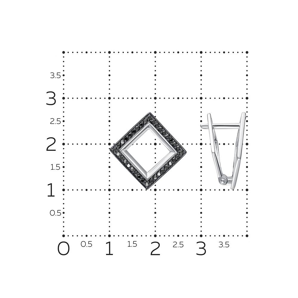 Серьги из белого золота с чёрными бриллиантами (059560)
