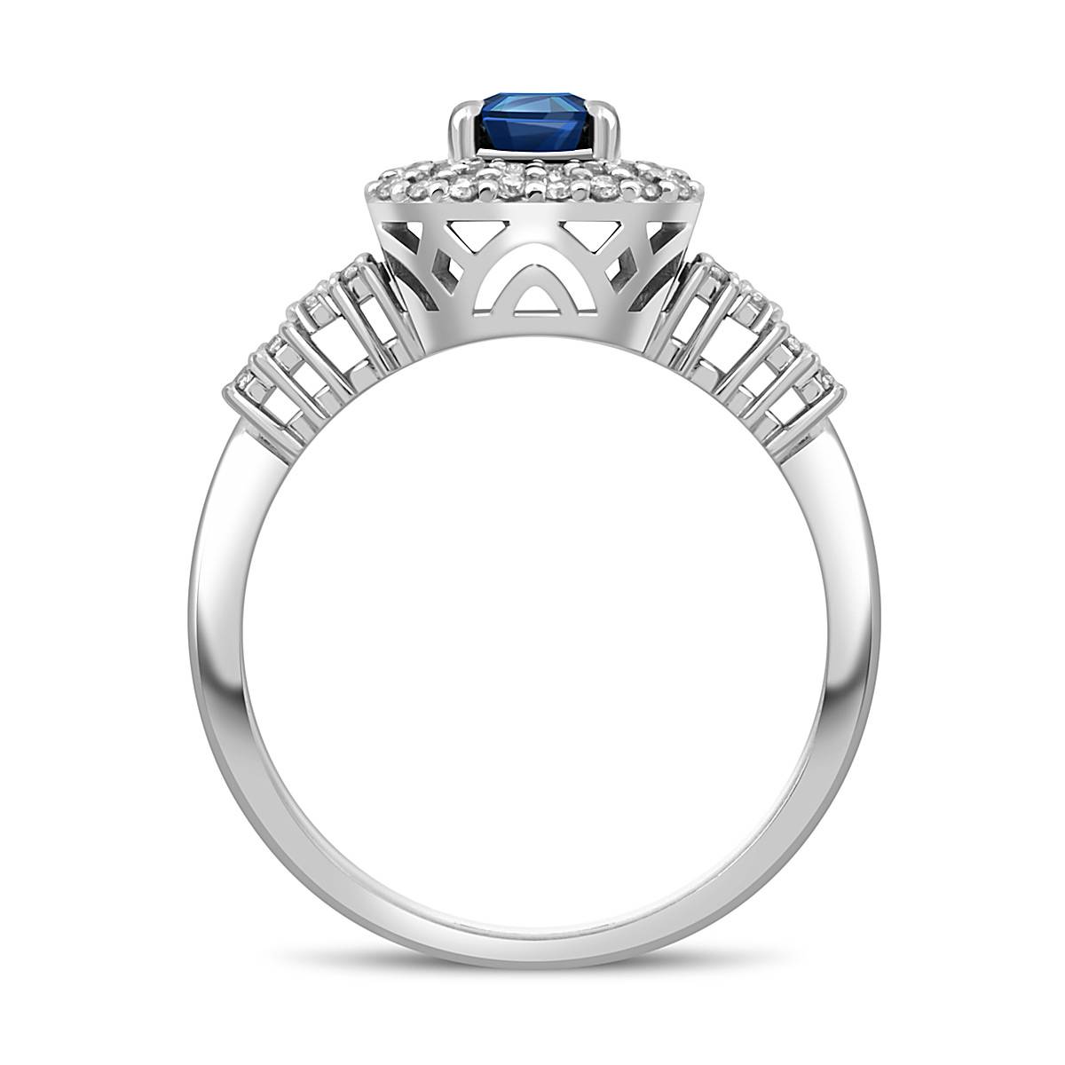 Кольцо из белого золота с бриллиантами и сапфиром (049340)