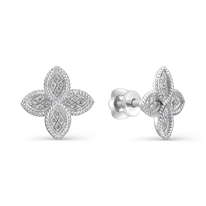 Серьги пусеты из белого золота с бриллиантами (058428)