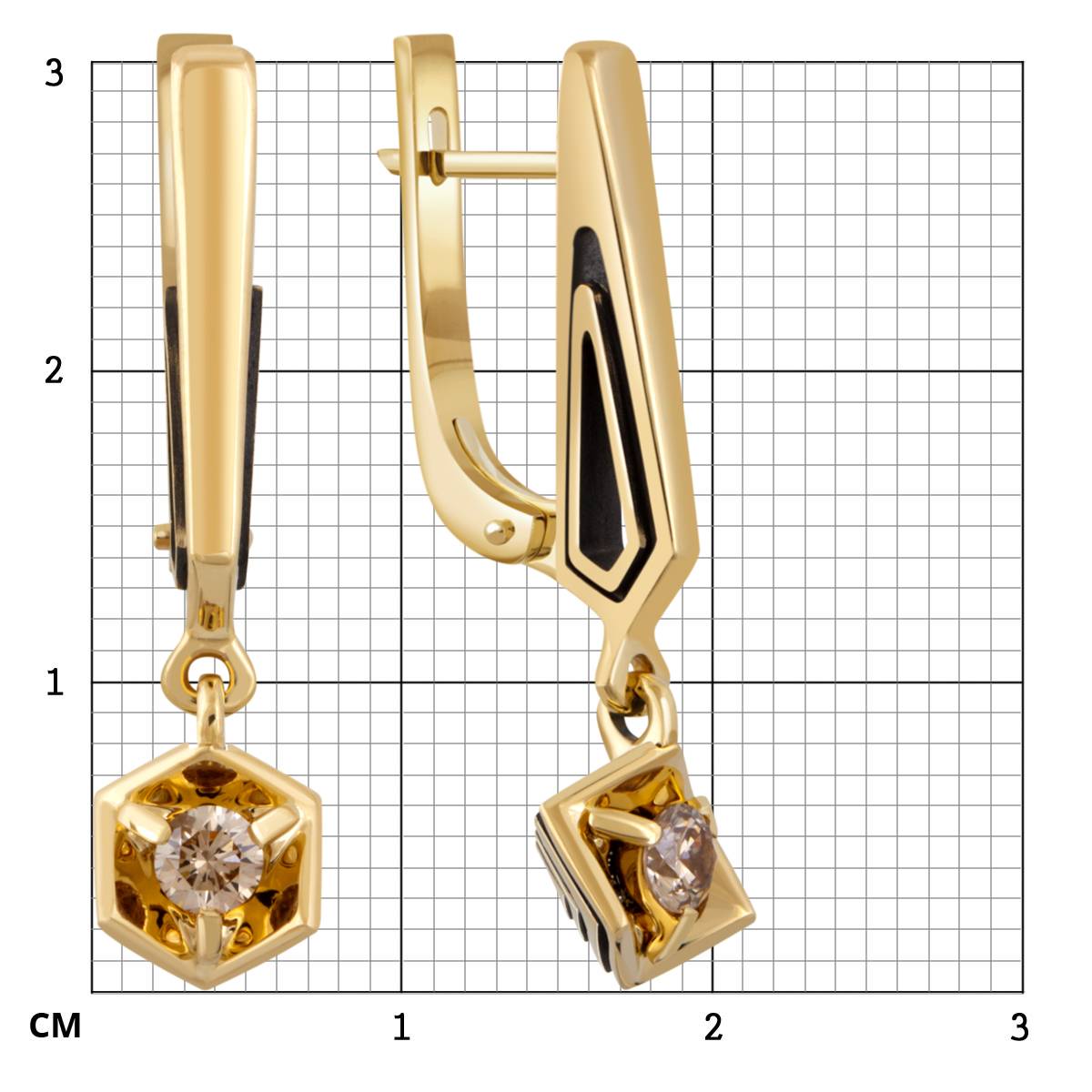 Серьги из жёлтого золота с коньячными бриллиантами (048090)