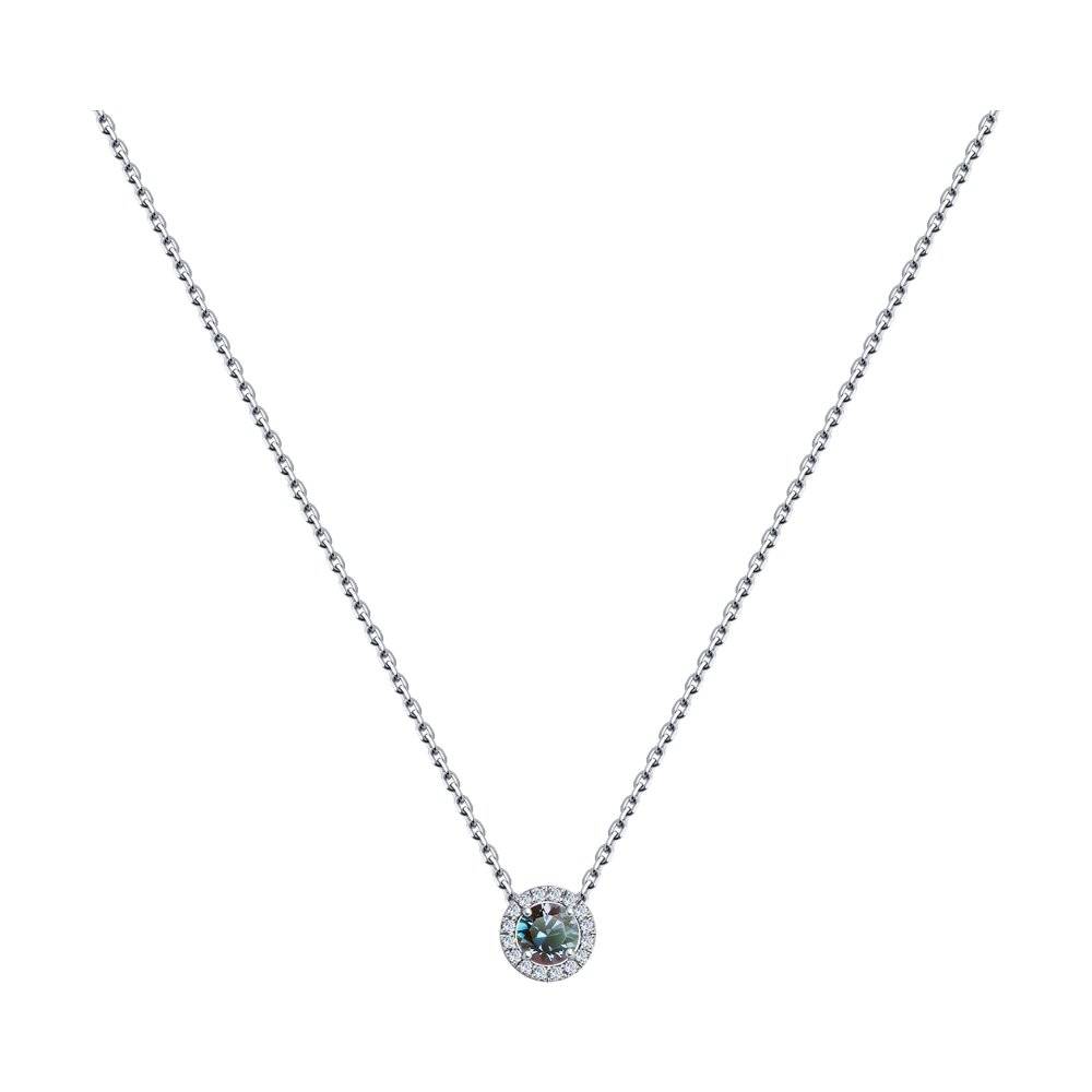 Колье из белого золота с бриллиантами и александритом (047410)