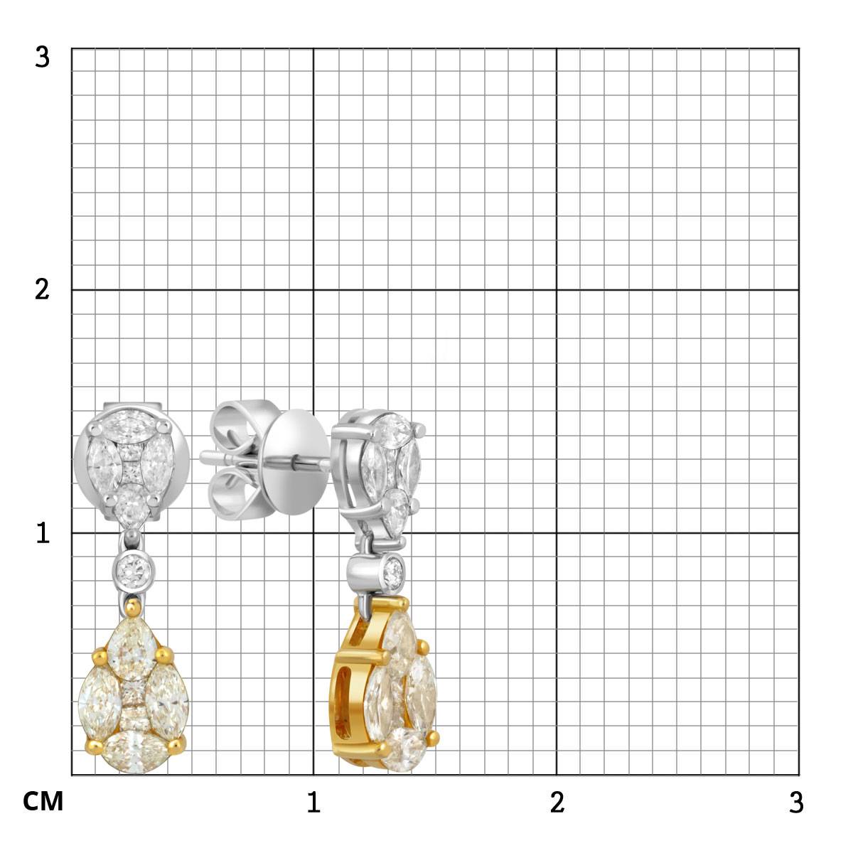 Серьги пусеты из комбинированного золота с бриллиантами (043674)