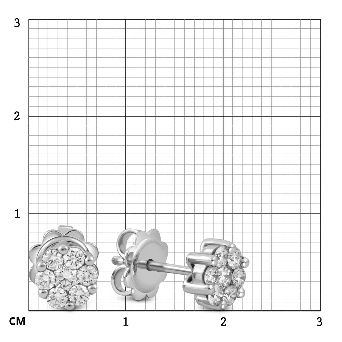 Серьги пусеты из белого золота с бриллиантами 