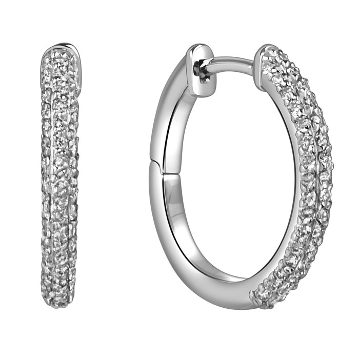 Серьги конго из белого золота с бриллиантами (059597)